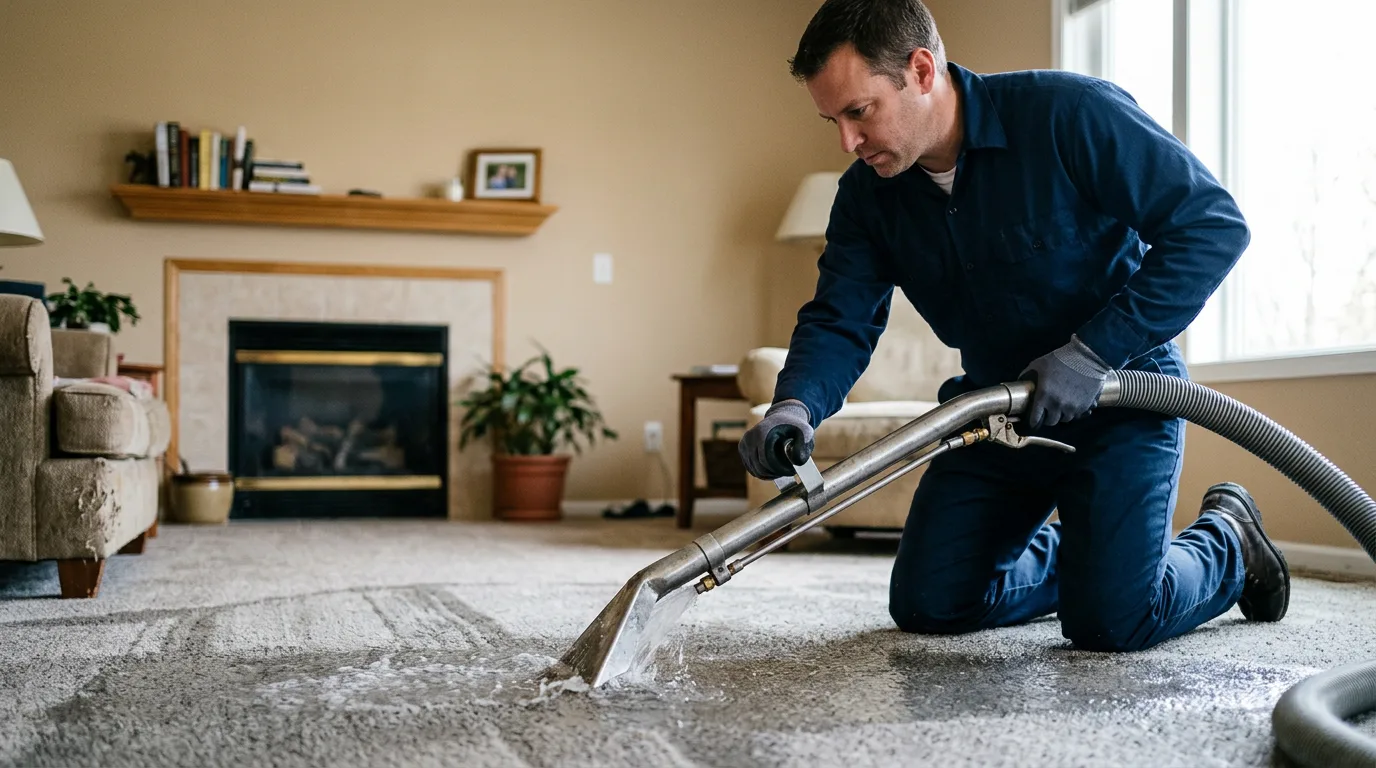 Water damage restoration technician working near Rockville, MO